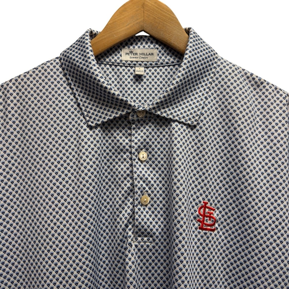 Peter Millar Summer Comfort St. Louis Cardinals MLB Baseball Diamond Golf Polo L